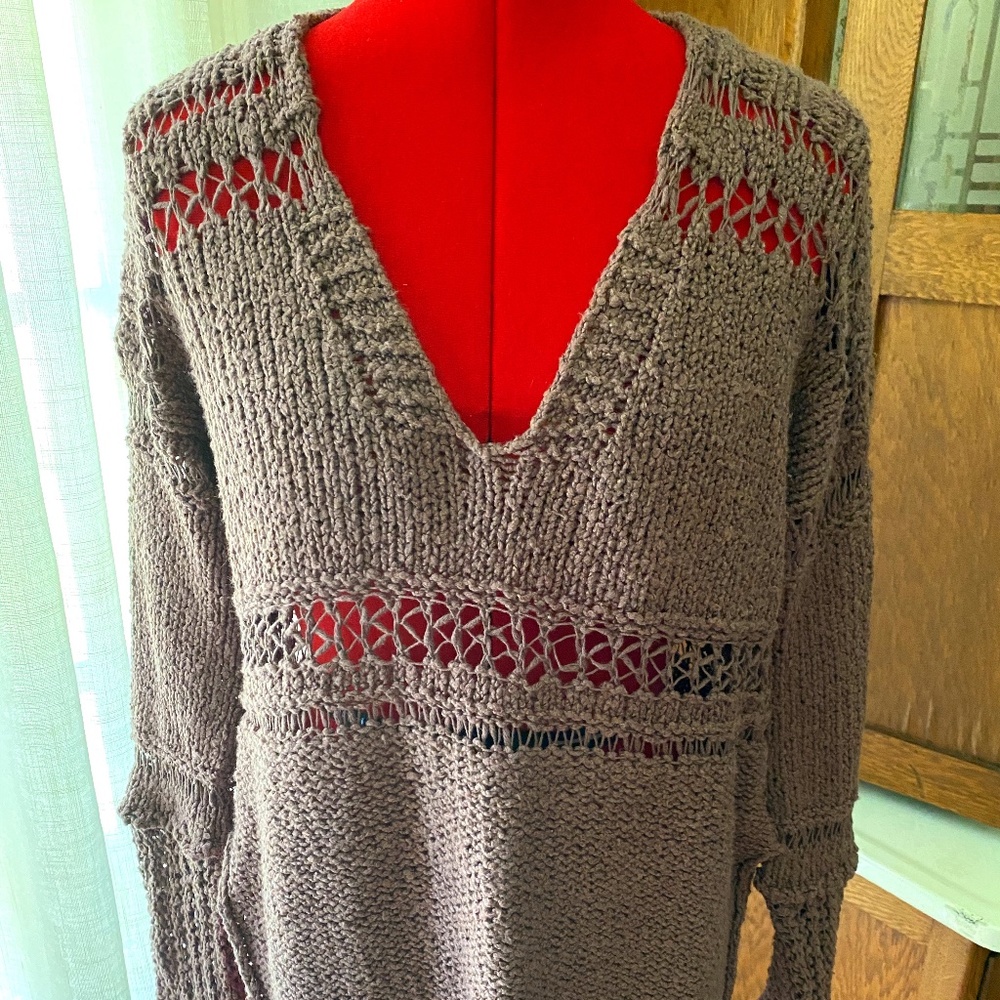 Free People Crochet Tunic Sweater